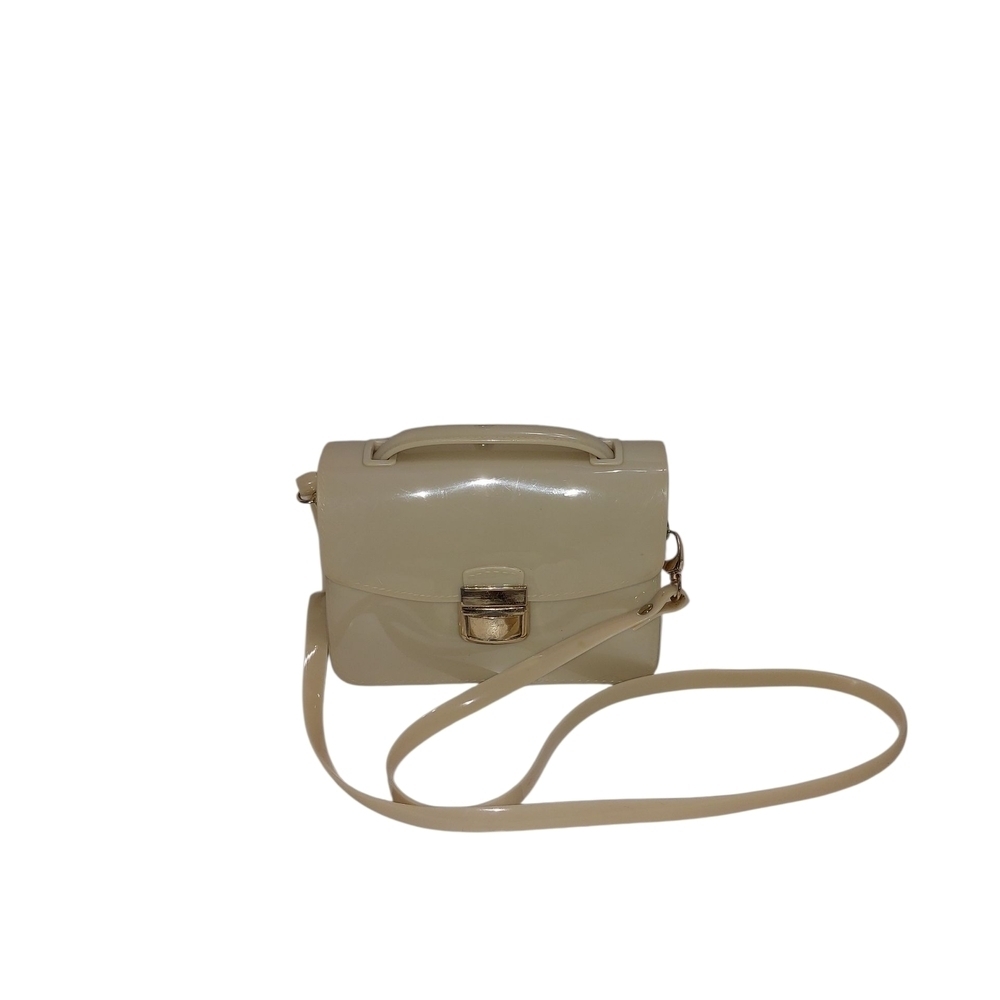 Elegant Cream Women's PVC Messenger Jelly Bean Crossbody Bag